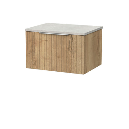[BFLF1822LSWG] Callingwood Contemporary Wall Hung 1 Drawer Vanity Unit with White Sparkle Laminate Worktop, Choice of Size and Colour - Cutout