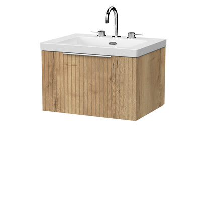 [BFLF1822M] Callingwood Contemporary Wall Hung 1 Drawer Vanity Unit with 3 Tap Hole Fireclay Basin, Choice of Size and Colour - Cutout