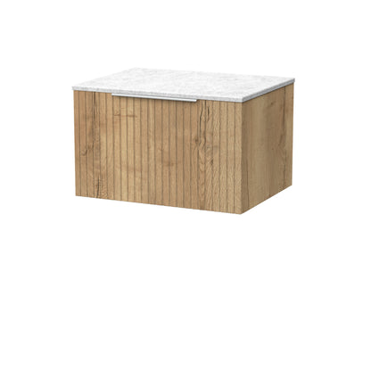 [BFLF1822WMT] Callingwood Contemporary Wall Hung 1 Drawer Vanity Unit with White Marble Worktop, Choice of Size and Colour - Cutout