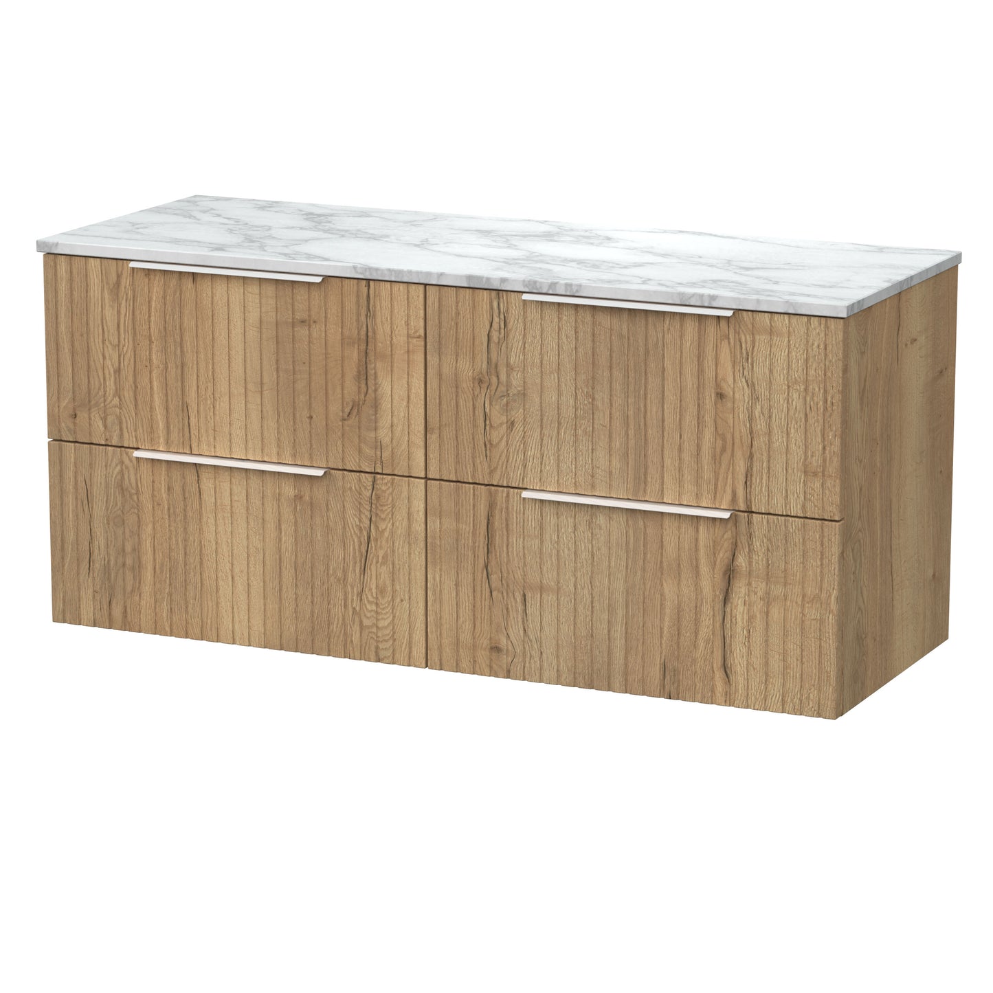 [BFLF1824CMT2] Callingwood Contemporary Wall Hung 4 Drawer 1200mm Vanity Unit with Carrera Marble Worktop, Choice of Colour - Cutout
