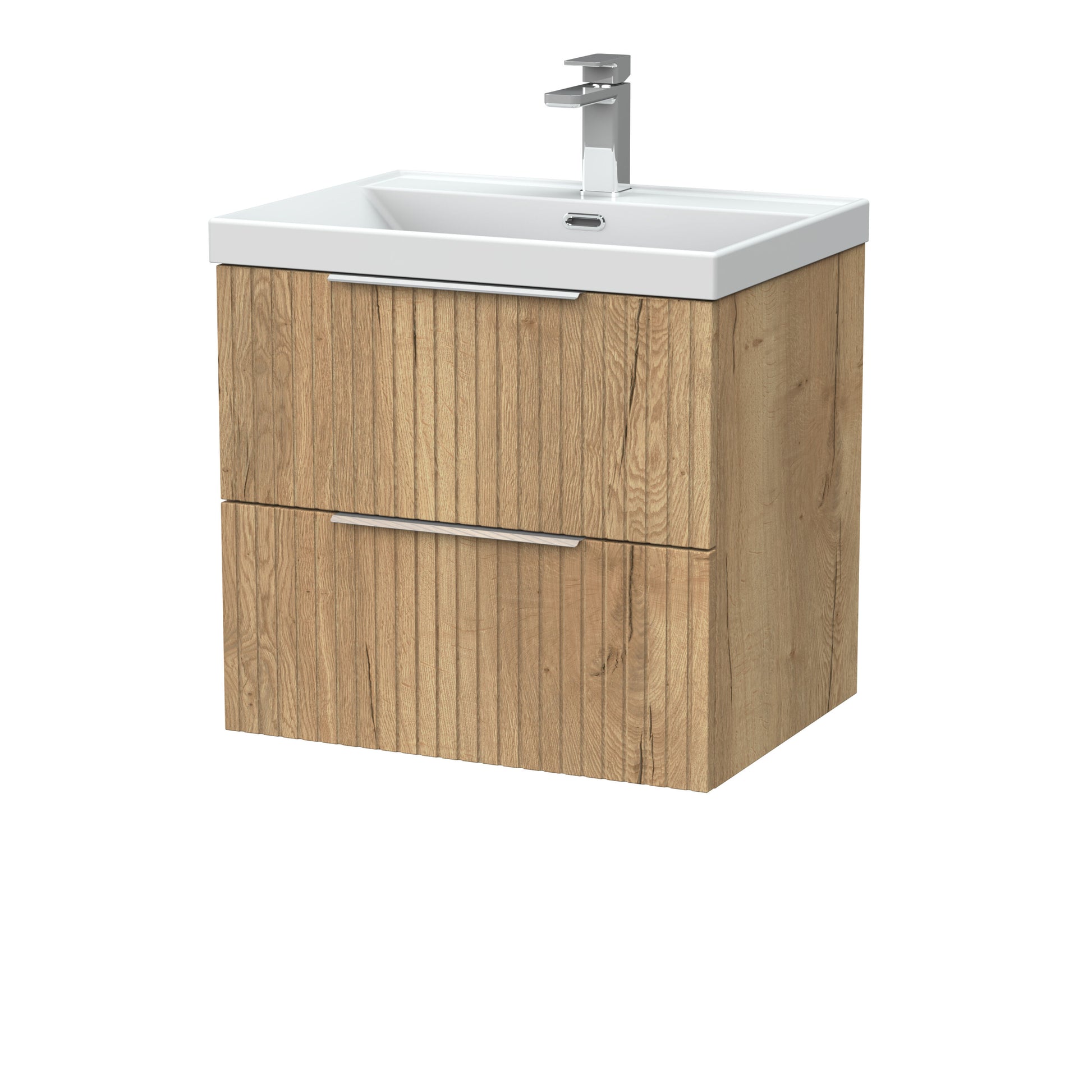 [BFLF1824E] Callingwood Contemporary Wall Hung 2 Drawer Vanity Unit with Thin-Edge Ceramic Basin, Choice of Size and Colour - Cutout