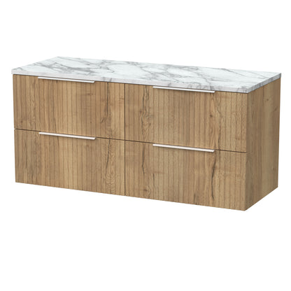 [BFLF1824LCM2] Callingwood Contemporary Wall Hung 4 Drawer 1200mm Vanity Unit with Carrera Marble Laminate Worktop, Choice of Colour - Cutout