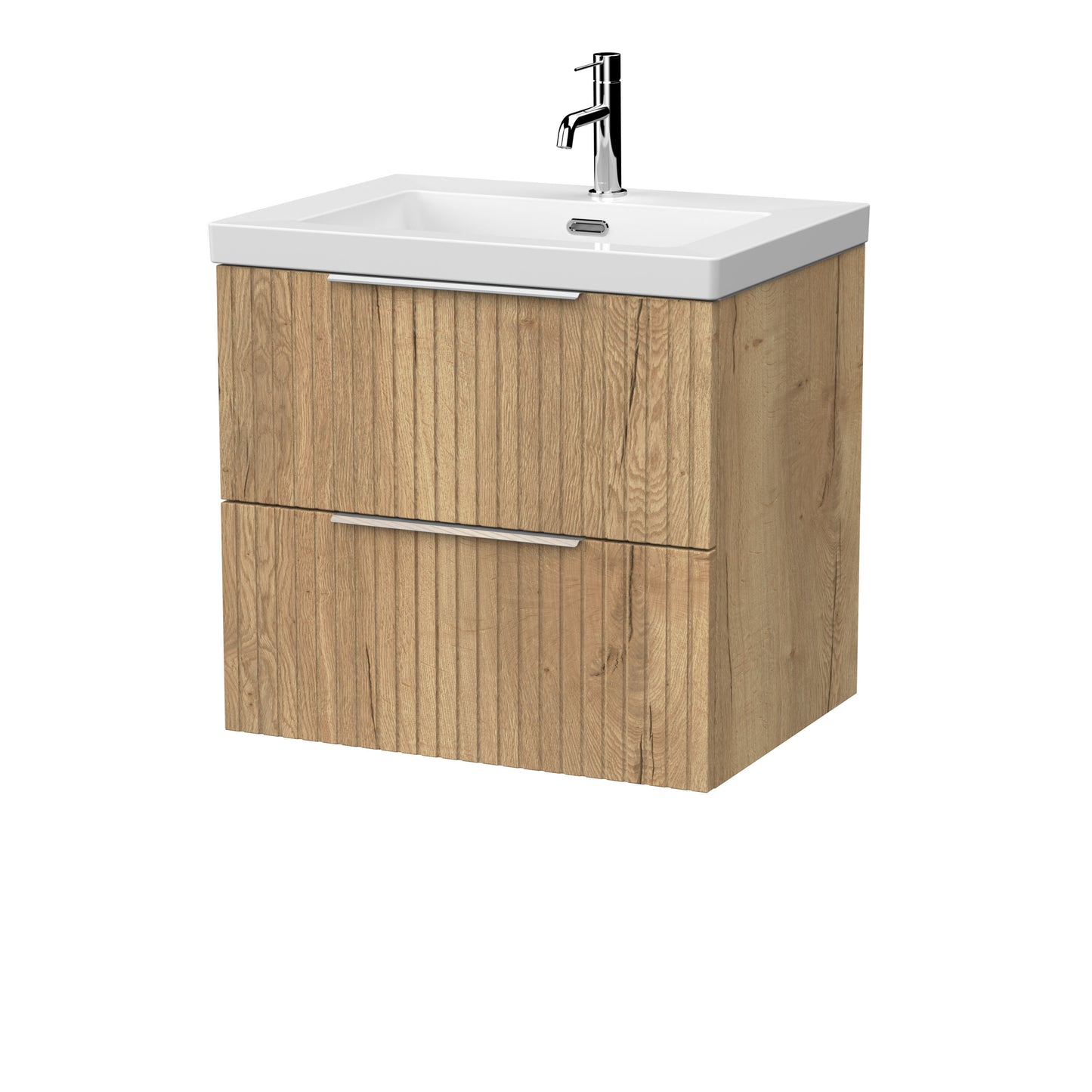 [BFLF1824L] Callingwood Contemporary Wall Hung 2 Drawer Vanity Unit with 1 Tap Hole Fireclay Basin, Choice of Size and Colour - Cutout