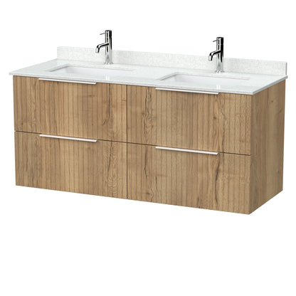 [BFLF1824WS2] Callingwood Contemporary Wall Hung 4 Drawer 1200mm Vanity Unit with Marble Worktop and Double Basin, Choice of Colour - Cutout