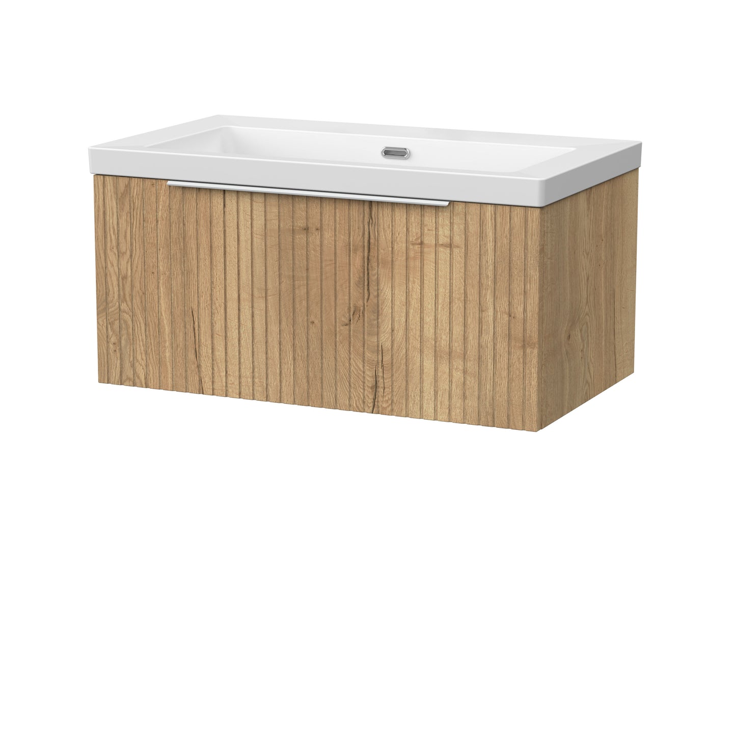 [BFLF1825K] Callingwood Contemporary Wall Hung 1 Drawer Vanity Unit with 0 Tap Hole Fireclay Basin, Choice of Size and Colour - Cutout