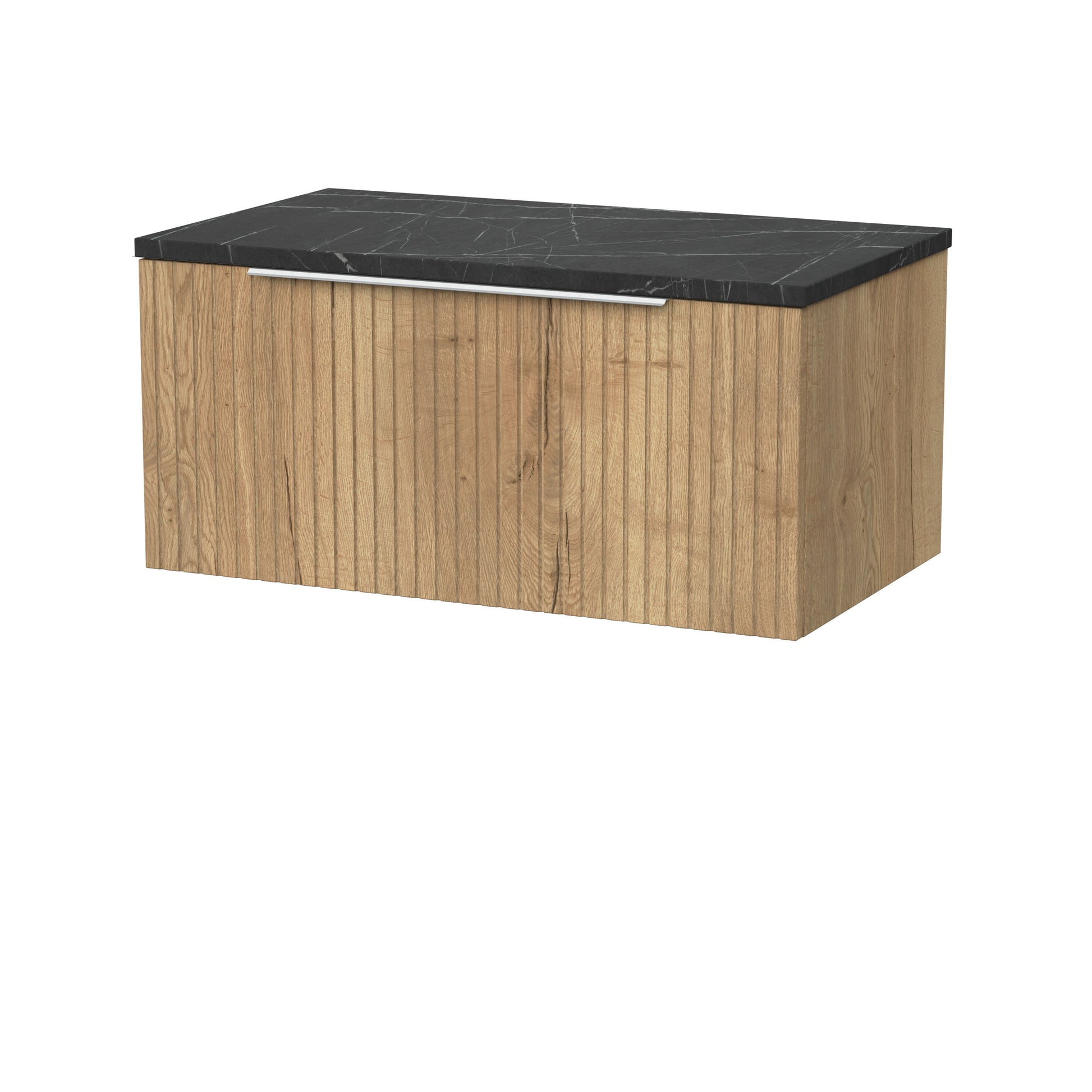[BFLF1825LBP] Callingwood Contemporary Wall Hung 1 Drawer Vanity Unit with Black Pietra Marble Laminate Worktop, Choice of Size and Colour - Cutout