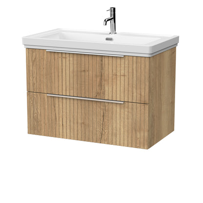 [BFLF1826A] Callingwood Contemporary Wall Hung 2 Drawer Vanity Unit with Traditional 1 Tap Hole Fireclay Basin, Choice of Size and Colour - Cutout