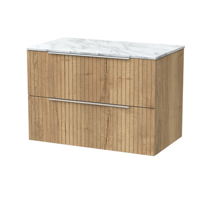 [BFLF1826CMT] Callingwood Contemporary Wall Hung 2 Drawer Vanity Unit with Carrera Marble Worktop, Choice of Size and Colour - Cutout