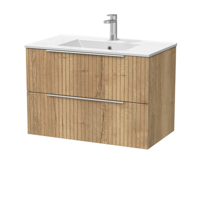 [BFLF1826C] Callingwood Contemporary Wall Hung 2 Drawer Vanity Unit with Minimalist Ceramic Basin, Choice of Size and Colour - Cutout