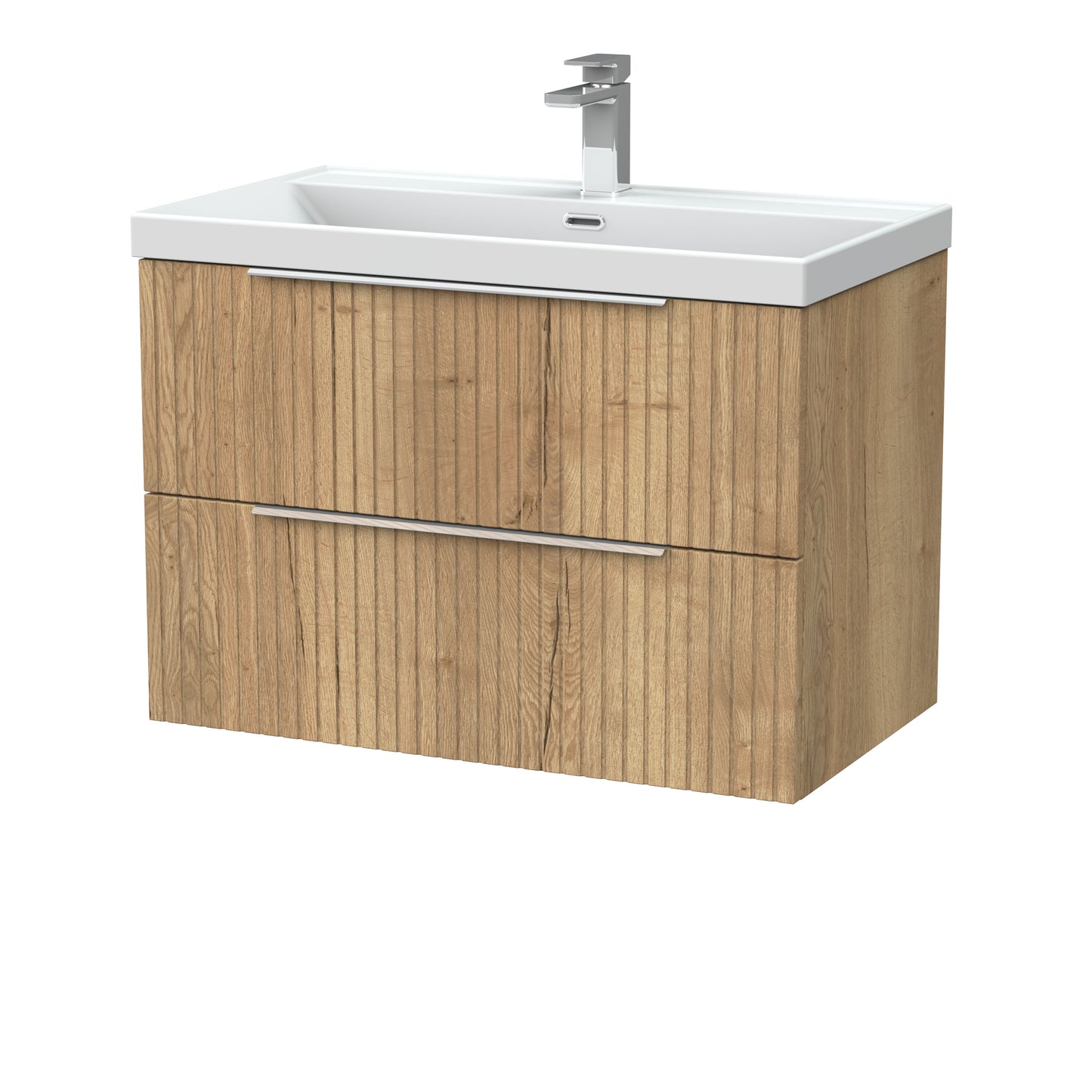 [BFLF1826E] Callingwood Contemporary Wall Hung 2 Drawer Vanity Unit with Thin-Edge Ceramic Basin, Choice of Size and Colour - Cutout