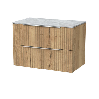 [BFLF1826GMT] Callingwood Contemporary Wall Hung 2 Drawer Vanity Unit with Grey Marble Worktop, Choice of Size and Colour - Cutout