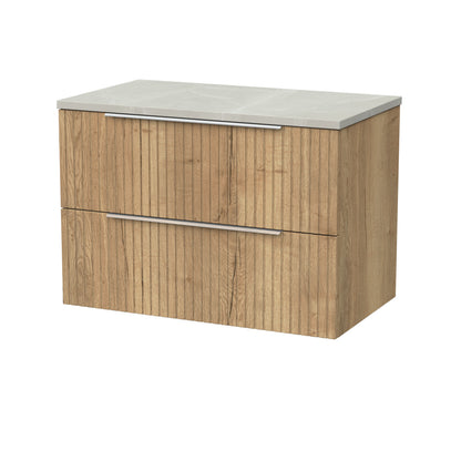 [BFLF1826LMP] Callingwood Contemporary Wall Hung 2 Drawer Vanity Unit with Marble Plaster Laminate Worktop, Choice of Size and Colour - Cutout