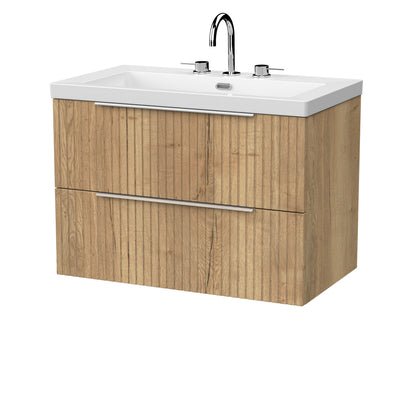 [BFLF1826M] Callingwood Contemporary Wall Hung 2 Drawer Vanity Unit with 3 Tap Hole Fireclay Basin, Choice of Size and Colour - Cutout