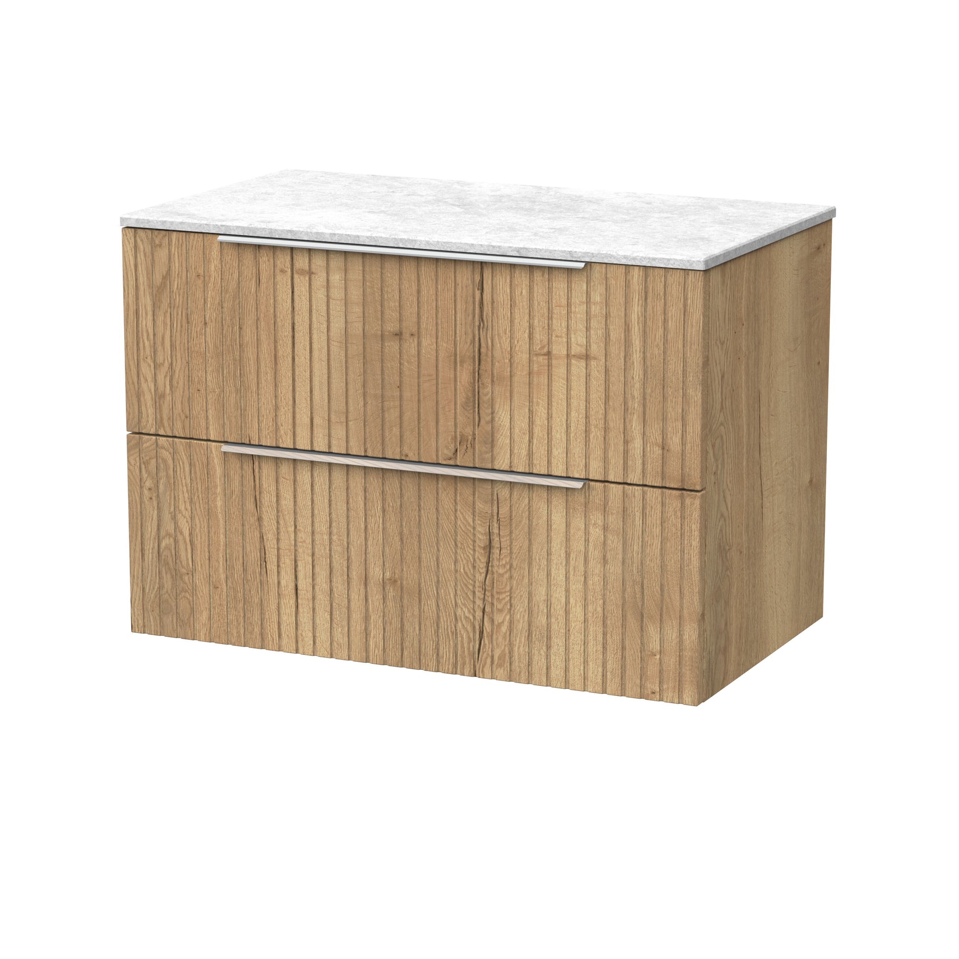 [BFLF1826WMT] Callingwood Contemporary Wall Hung 2 Drawer Vanity Unit with White Marble Worktop, Choice of Size and Colour - Cutout