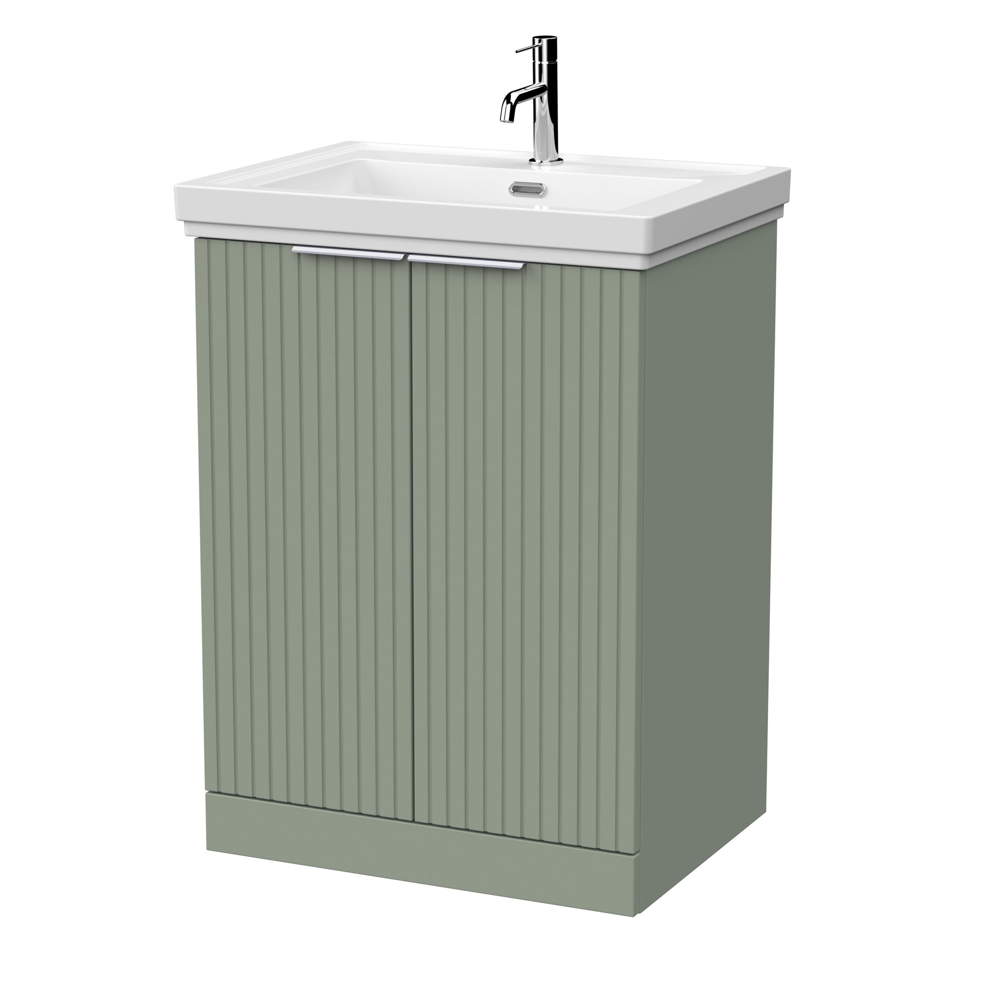 [BFLF3103A] Callingwood Contemporary Floor Standing 2 Door Vanity Unit with Traditional 1 Tap Hole Fireclay Basin, Choice of Size and Colour - Cutout