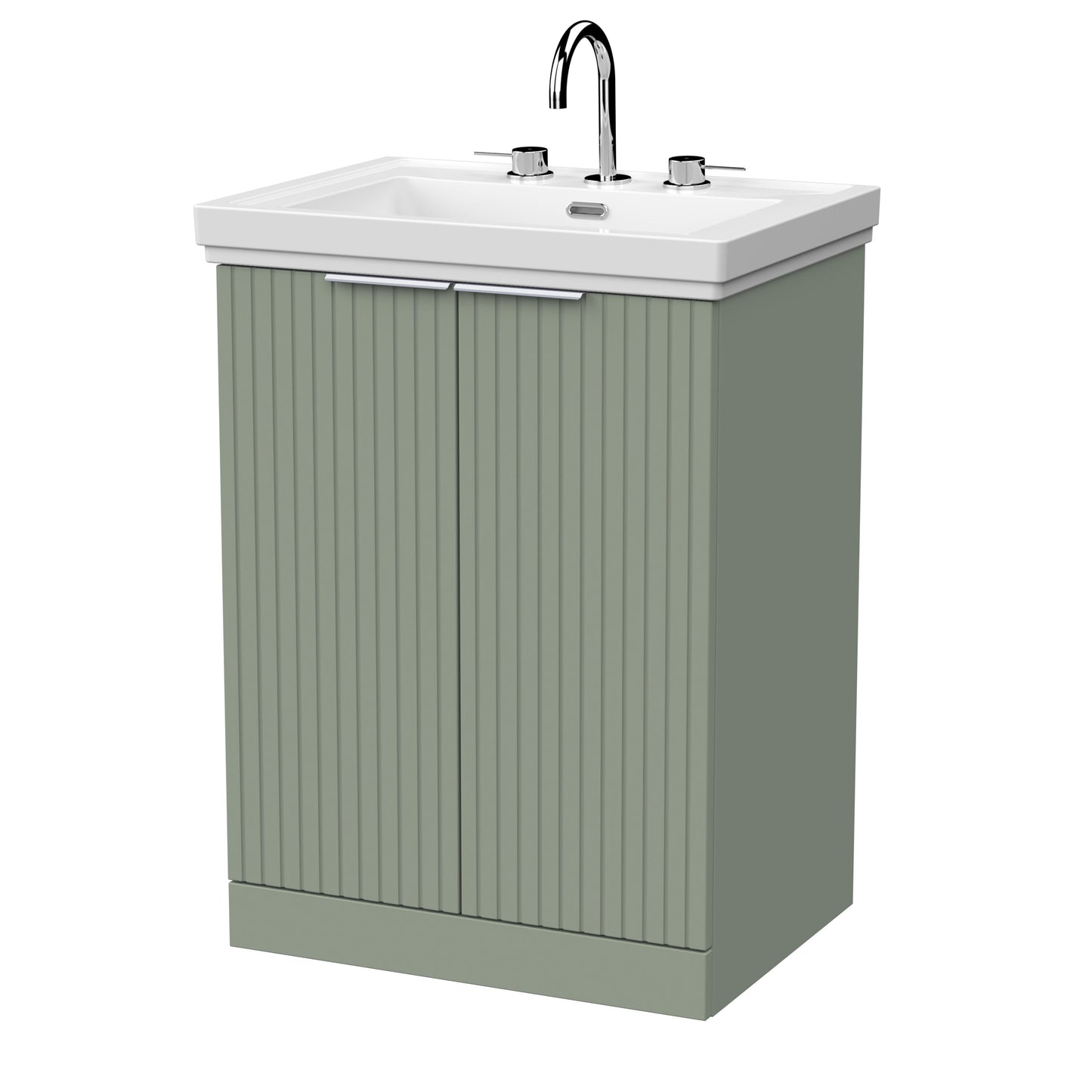 [BFLF3103B] Callingwood Contemporary Floor Standing 2 Door Vanity Unit with Traditional 3 Tap Hole Fireclay Basin, Choice of Size and Colour - Cutout