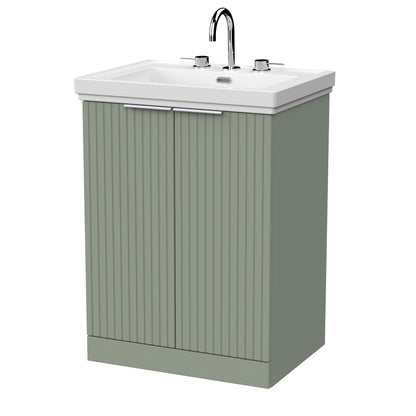 [BFLF3103B] Callingwood Contemporary Floor Standing 2 Door Vanity Unit with Traditional 3 Tap Hole Fireclay Basin, Choice of Size and Colour - Cutout