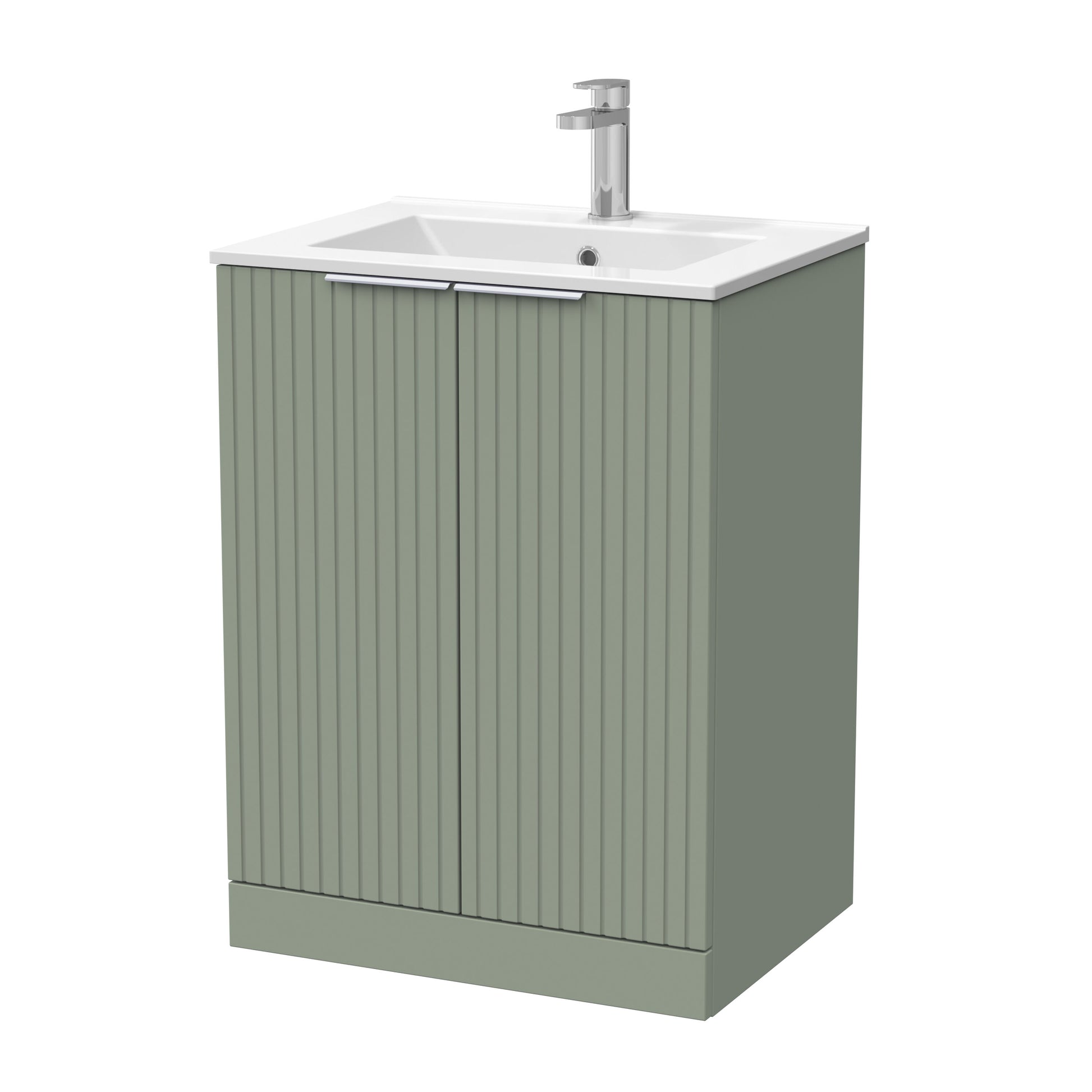 [BFLF3103C] Callingwood Contemporary Floor Standing 2 Door Vanity Unit with Minimalist Ceramic Basin, Choice of Size and Colour - Cutout