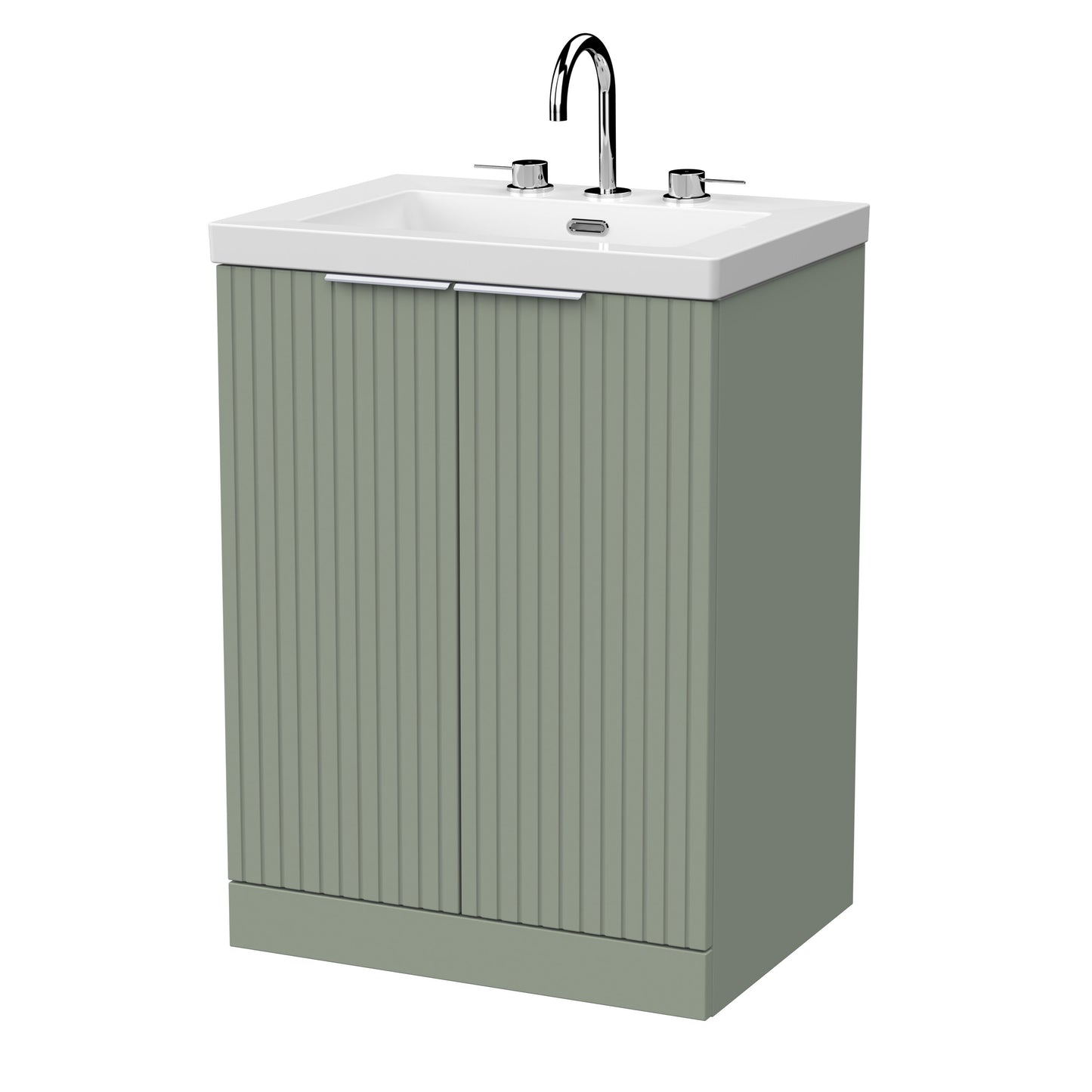 [BFLF3103M] Callingwood Contemporary Floor Standing 2 Door Vanity Unit with 3 Tap Hole Fireclay Basin, Choice of Size and Colour - Cutout
