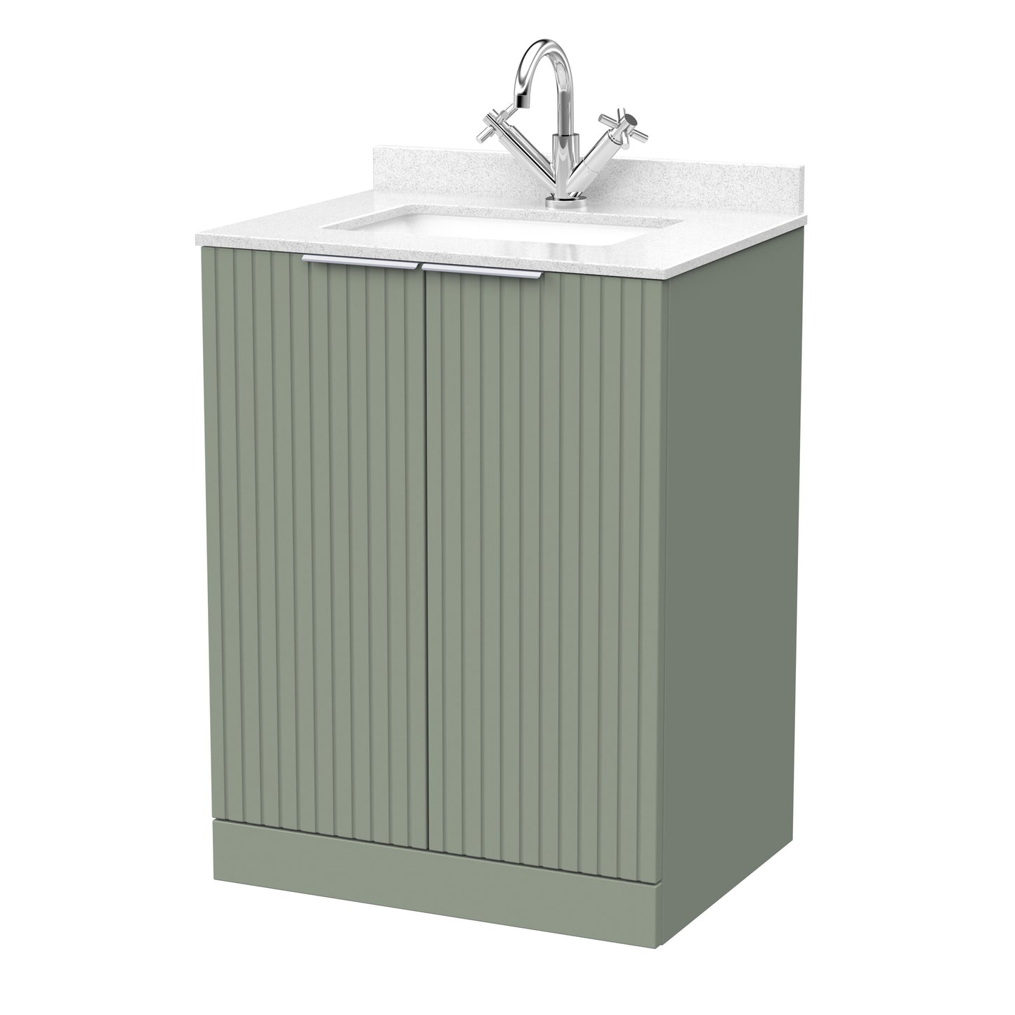 [BFLF3103WS1] Callingwood Contemporary Floor Standing 2 Door Vanity Unit with Marble Worktop and Basin, Choice of Size and Colour - Cutout