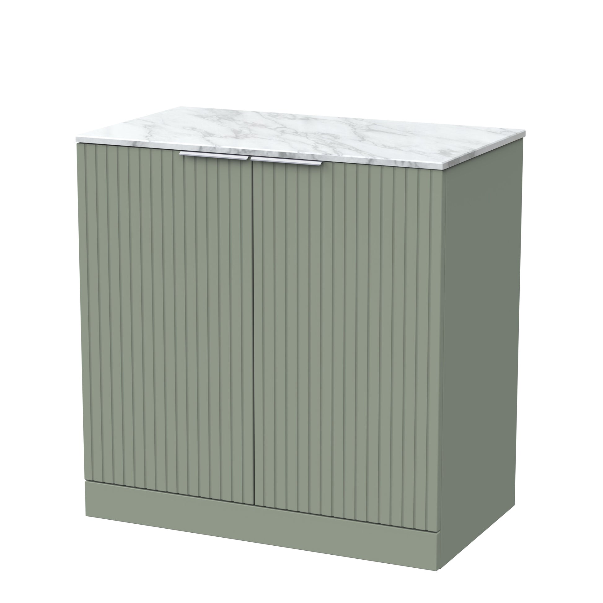[BFLF3105CMT] Callingwood Contemporary Floor Standing 2 Door Vanity Unit with Carrera Marble Worktop, Choice of Size and Colour - Cutout