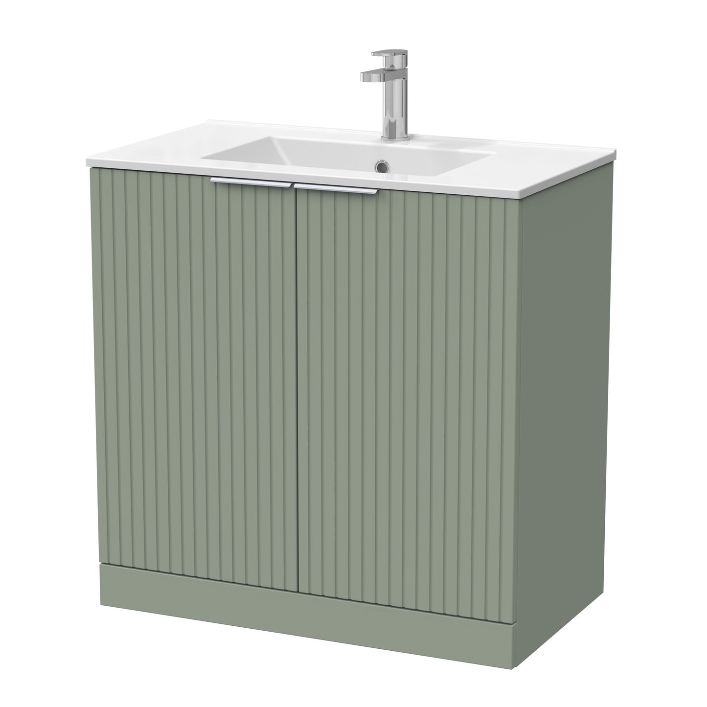[BFLF3105C] Callingwood Contemporary Floor Standing 2 Door Vanity Unit with Minimalist Ceramic Basin, Choice of Size and Colour - Cutout