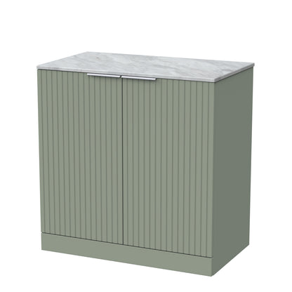 [BFLF3105GMT] Callingwood Contemporary Floor Standing 2 Door Vanity Unit with Grey Marble Worktop, Choice of Size and Colour - Cutout
