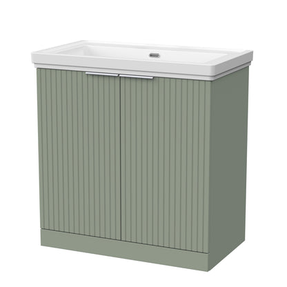 [BFLF3105H] Callingwood Contemporary Floor Standing 2 Door Vanity Unit with Traditional 0 Tap Hole Fireclay Basin, Choice of Size and Colour - Cutout