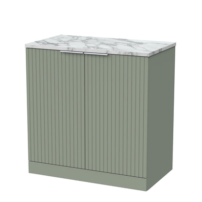 [BFLF3105LCM] Callingwood Contemporary Floor Standing 2 Door Vanity Unit with Carrera Marble Laminate Worktop, Choice of Size and Colour - Cutout