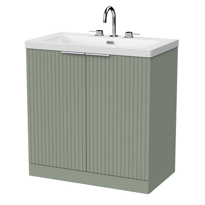 [BFLF3105M] Callingwood Contemporary Floor Standing 2 Door Vanity Unit with 3 Tap Hole Fireclay Basin, Choice of Size and Colour - Cutout