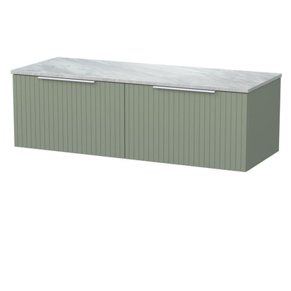 [BFLF3122GMT2] Callingwood Contemporary Wall Hung 2 Drawer 1200mm Vanity Unit with Grey Marble Worktop, Choice of Colour - Cutout