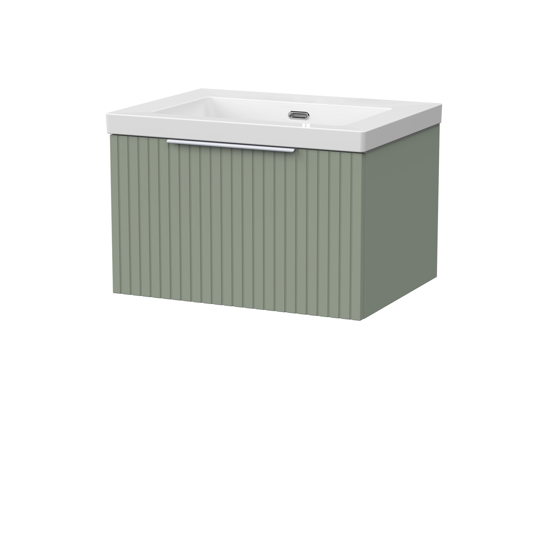 [BFLF3122K] Callingwood Contemporary Wall Hung 1 Drawer Vanity Unit with 0 Tap Hole Fireclay Basin, Choice of Size and Colour - Cutout