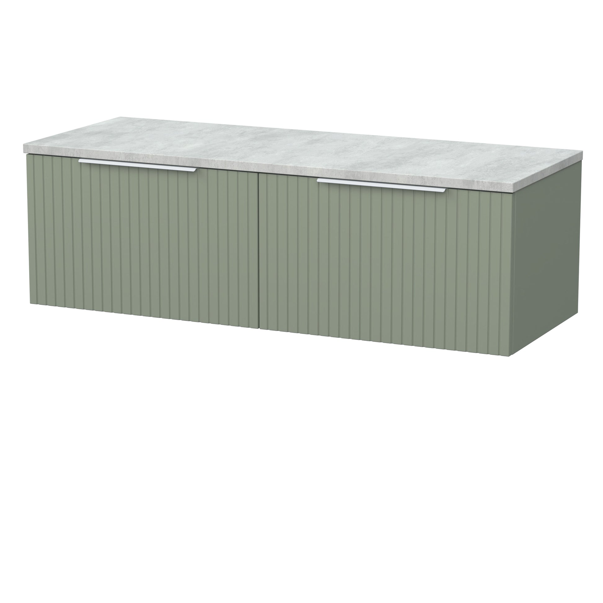 [BFLF3122LBG2] Callingwood Contemporary Wall Hung 2 Drawer 1200mm Vanity Unit with Bellato Grey Laminate Worktop, Choice of Colour - Cutout