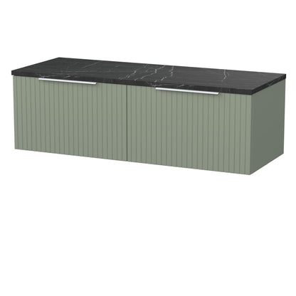[BFLF3122LBP2] Callingwood Contemporary Wall Hung 2 Drawer 1200mm Vanity Unit with Black Pietra Marble Laminate Worktop, Choice of Colour - Cutout