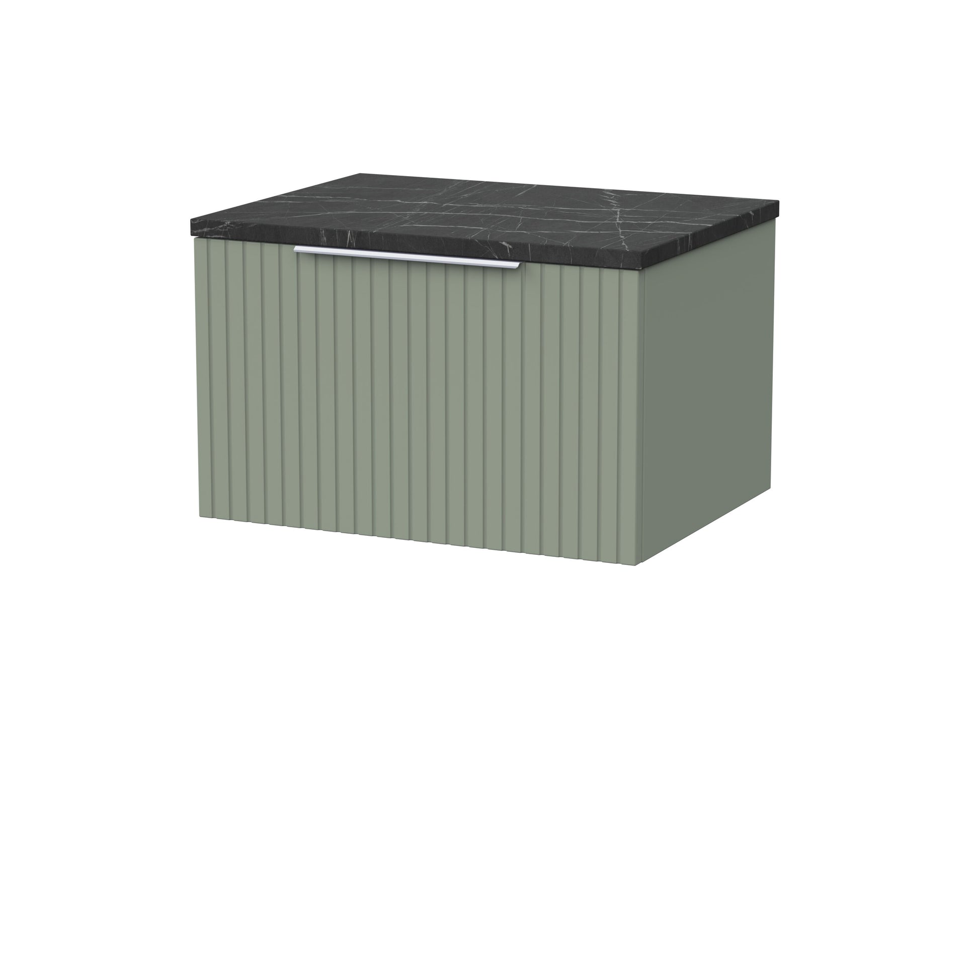 [BFLF3122LBP] Callingwood Contemporary Wall Hung 1 Drawer Vanity Unit with Black Pietra Marble Laminate Worktop, Choice of Size and Colour - Cutout