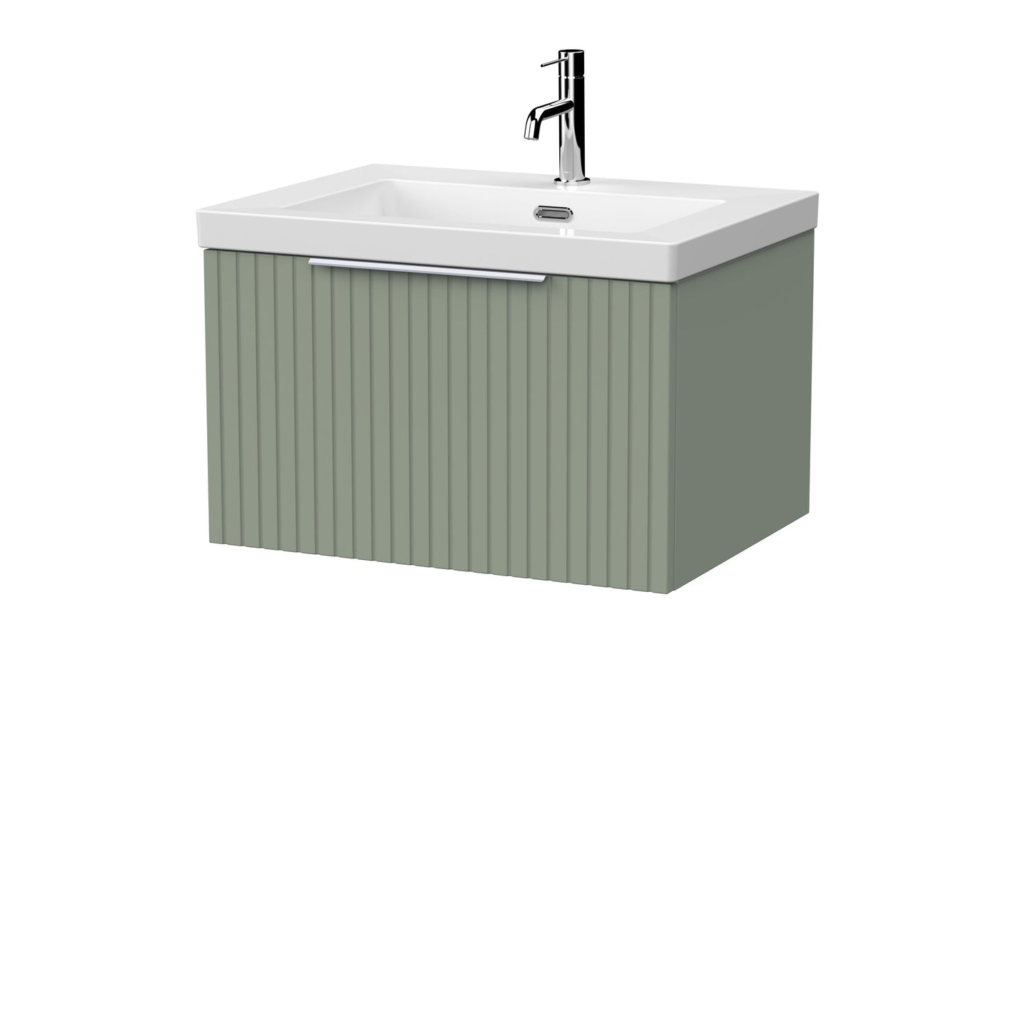 [BFLF3122L] Callingwood Contemporary Wall Hung 1 Drawer Vanity Unit with 1 Tap Hole Fireclay Basin, Choice of Size and Colour - Cutout
