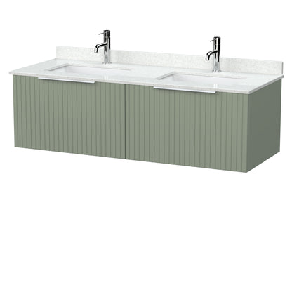 [BFLF3122WS2] Callingwood Contemporary Wall Hung 2 Drawer 1200mm Vanity Unit with Marble Worktop and Double Basin, Choice of Colour - Cutout