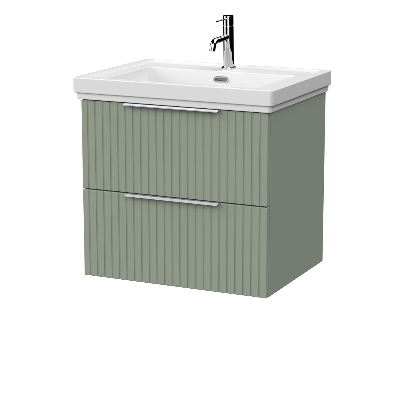 [BFLF3124A] Callingwood Contemporary Wall Hung 2 Drawer Vanity Unit with Traditional 1 Tap Hole Fireclay Basin, Choice of Size and Colour - Cutout