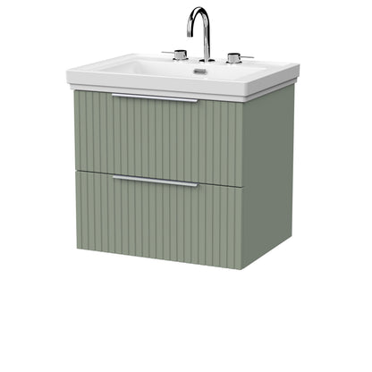 [BFLF3124B] Callingwood Contemporary Wall Hung 2 Drawer Vanity Unit with Traditional 3 Tap Hole Fireclay Basin, Choice of Size and Colour - Cutout