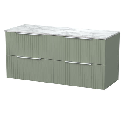 [BFLF3124CMT2] Callingwood Contemporary Wall Hung 4 Drawer 1200mm Vanity Unit with Carrera Marble Worktop, Choice of Colour - Cutout