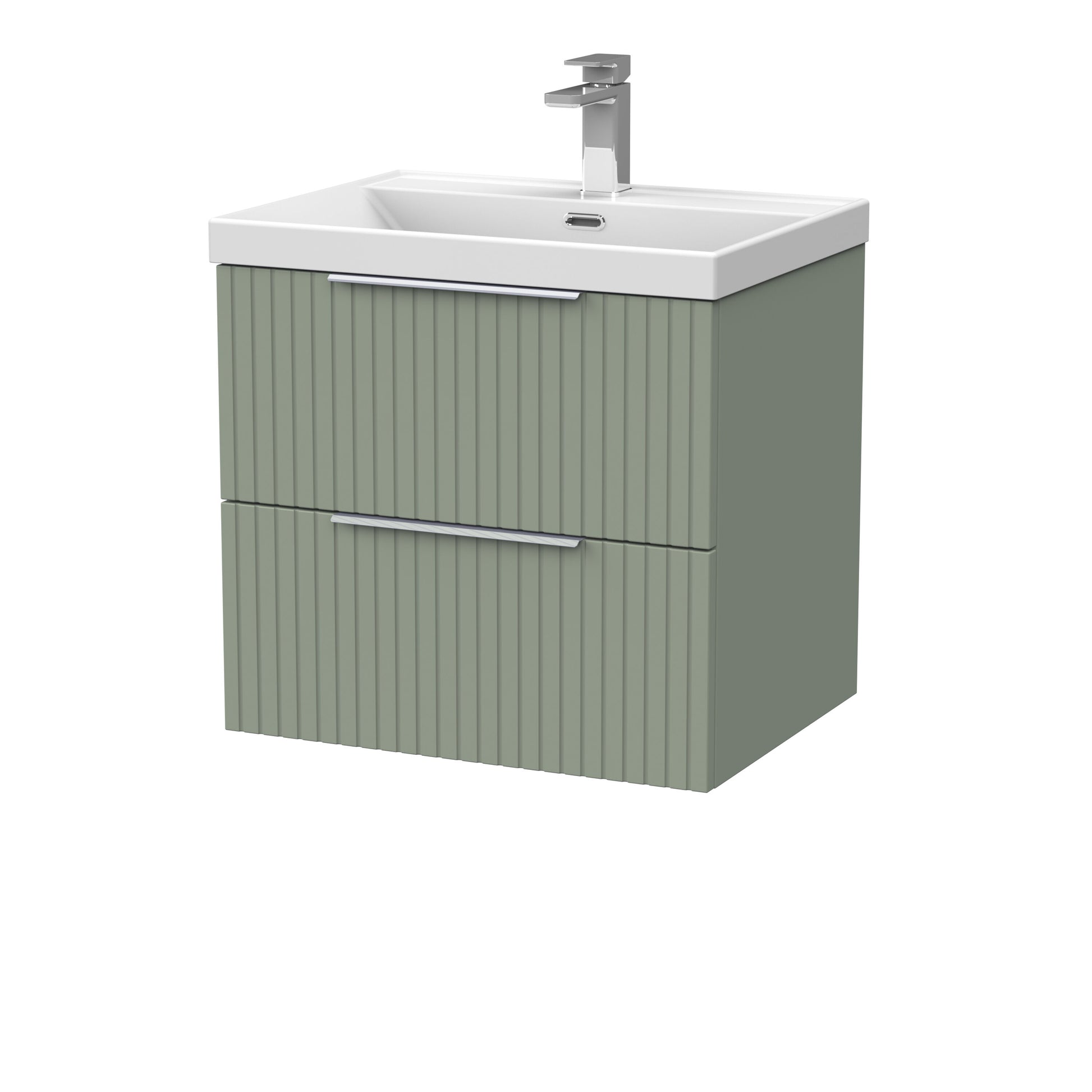 [BFLF3124E] Callingwood Contemporary Wall Hung 2 Drawer Vanity Unit with Thin-Edge Ceramic Basin, Choice of Size and Colour - Cutout