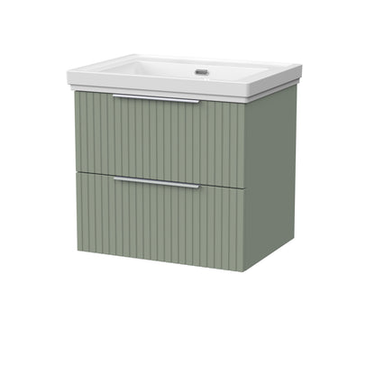 [BFLF3124H] Callingwood Contemporary Wall Hung 2 Drawer Vanity Unit with Traditional 0 Tap Hole Fireclay Basin, Choice of Size and Colour - Cutout