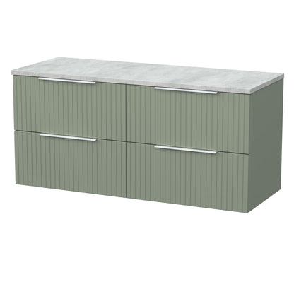 [BFLF3124LBG2] Callingwood Contemporary Wall Hung 4 Drawer 1200mm Vanity Unit with Bellato Grey Laminate Worktop, Choice of Colour - Cutout