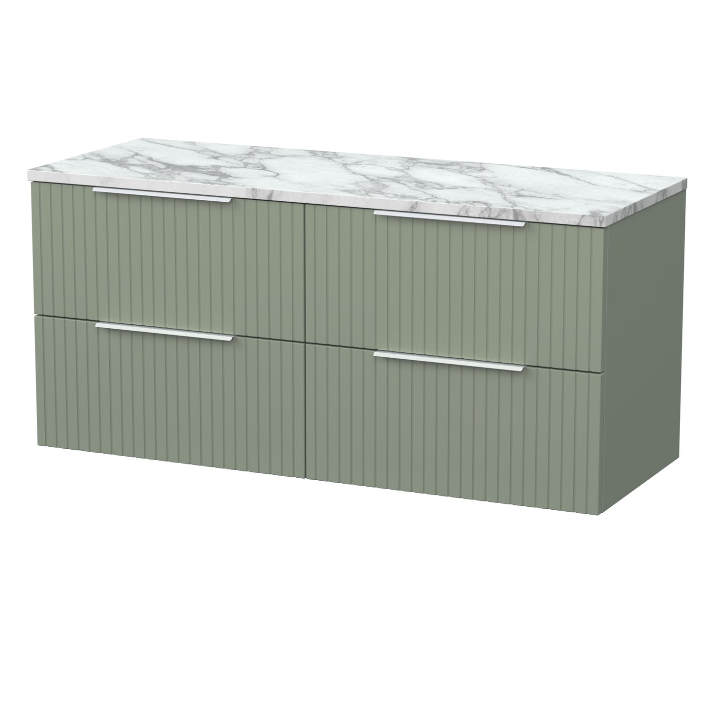 [BFLF3124LCM2] Callingwood Contemporary Wall Hung 4 Drawer 1200mm Vanity Unit with Carrera Marble Laminate Worktop, Choice of Colour - Cutout
