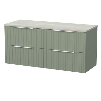 [BFLF3124LMP2] Callingwood Contemporary Wall Hung 4 Drawer 1200mm Vanity Unit with Marble Plaster Laminate Worktop, Choice of Colour - Cutout