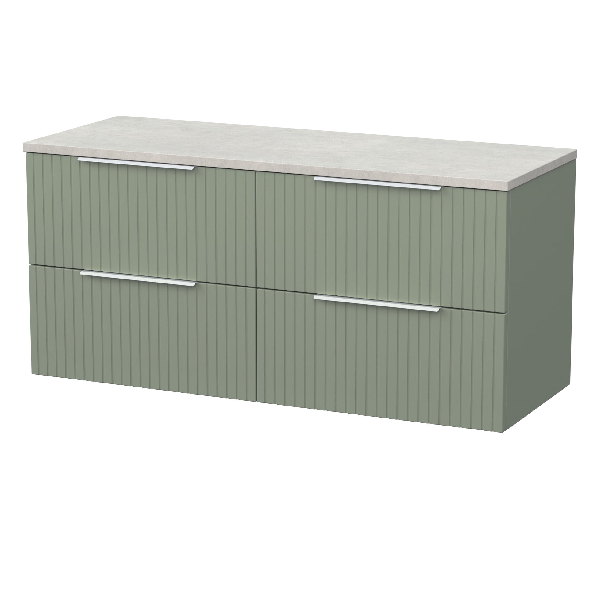 [BFLF3124LSWG2] Callingwood Contemporary Wall Hung 4 Drawer 1200mm Vanity Unit with White Sparkle Laminate Worktop, Choice of Colour - Cutout