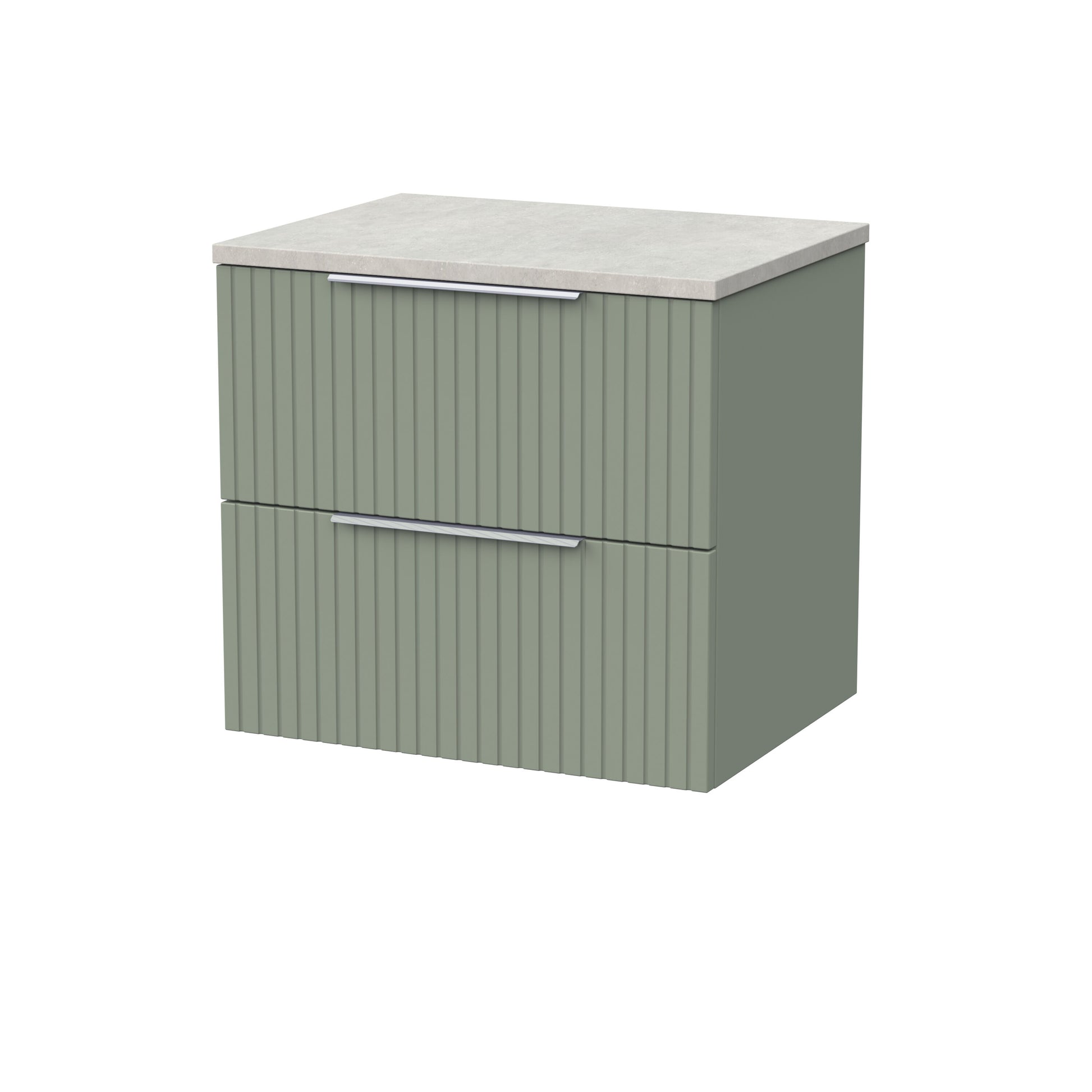 [BFLF3124LSWG] Callingwood Contemporary Wall Hung 2 Drawer Vanity Unit with White Sparkle Laminate Worktop, Choice of Size and Colour - Cutout
