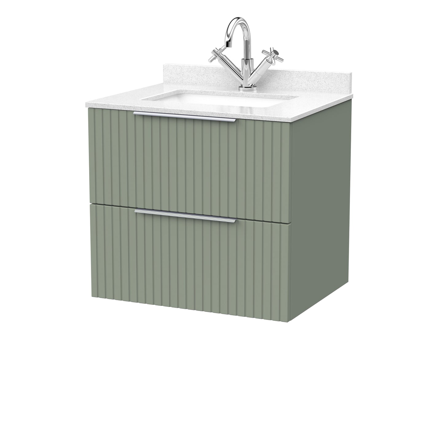 [BFLF3124WS1] Callingwood Contemporary Wall Hung 2 Drawer Vanity Unit with Marble Worktop and Basin, Choice of Size and Colour - Cutout