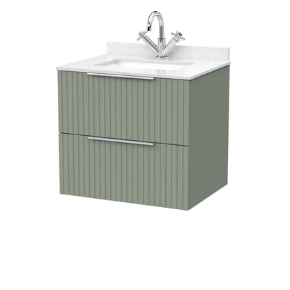 [BFLF3124WS1] Callingwood Contemporary Wall Hung 2 Drawer Vanity Unit with Marble Worktop and Basin, Choice of Size and Colour - Cutout
