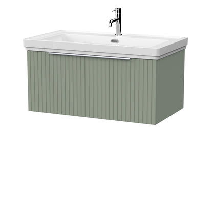 [BFLF3125A] Callingwood Contemporary Wall Hung 1 Drawer Vanity Unit with Traditional 1 Tap Hole Fireclay Basin, Choice of Size and Colour - Cutout